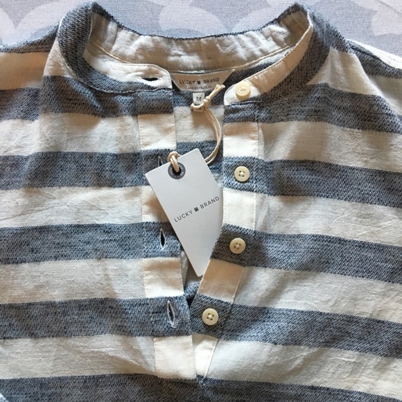 πHPππ Lucky Brand Long Sleeve Stripe Peplum Top - Picture 2 of 8